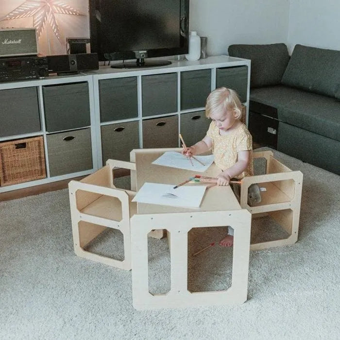 Montessori, Ensemble multifonction table et chaise réversible